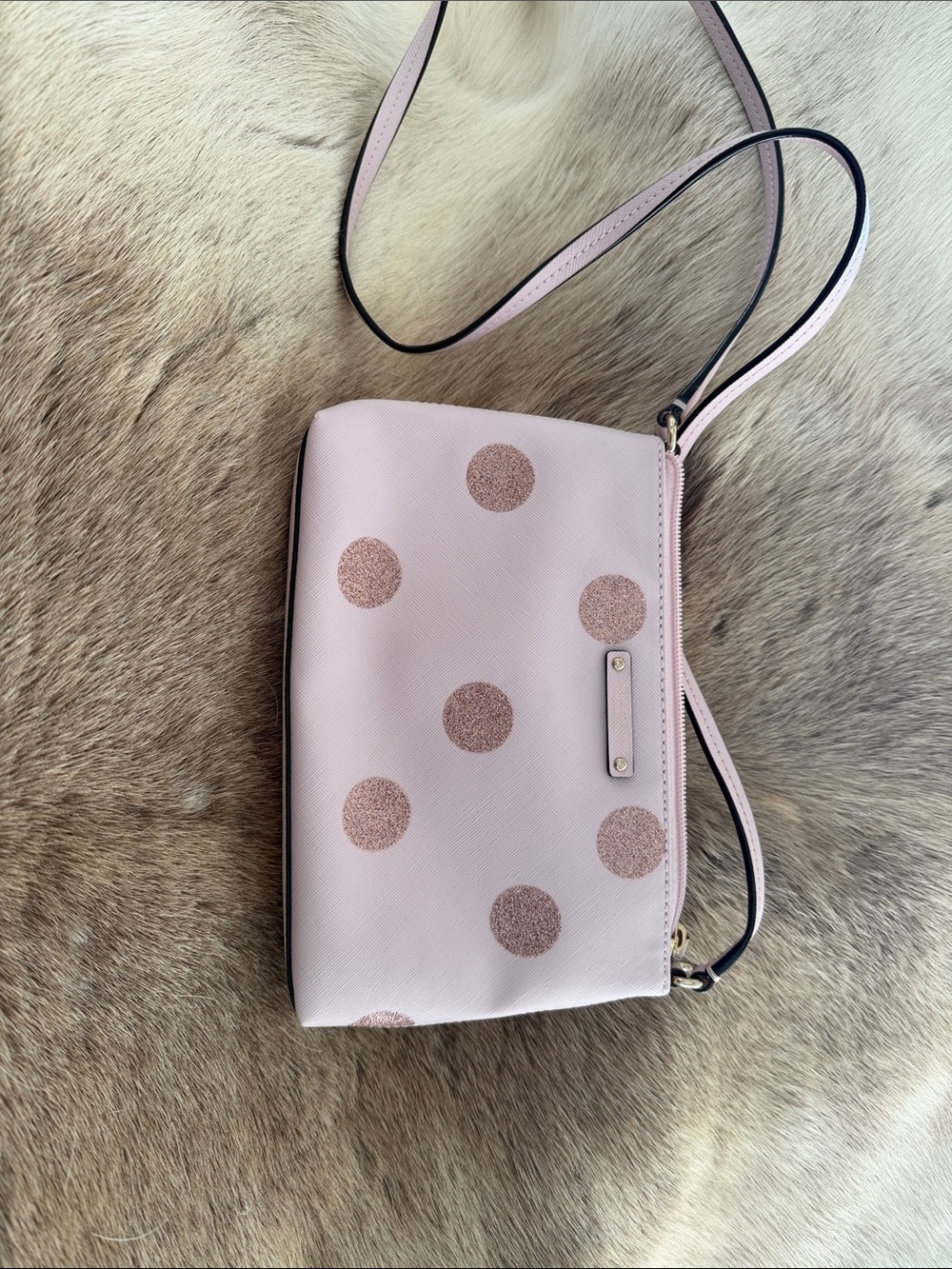 kate spade Light Pink Crossbody with Rose Gold Polka Dots